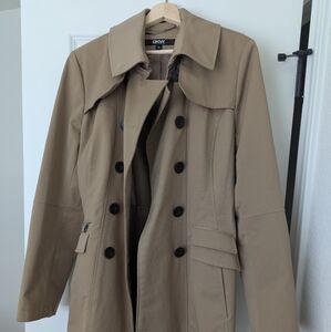 DKNY Tan Double-Breasted Trench Coat
